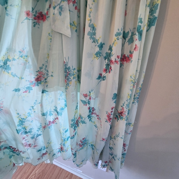 Kate & Lily Floral Print Garden Boho  Feminine Maxi Belted Light Green Dress 6 - Picture 9 of 16